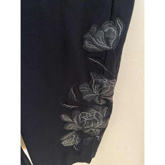 CHICO'S Black Dress Pants W/ Flowers On The Side Sz.3=16 - Picture 3 of 5